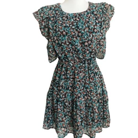 Vintage VICOLO ditzy Floral Ruffled Mini Dress S Whimsigoth Fairy Grunge Y2K - Picture 1 of 10
